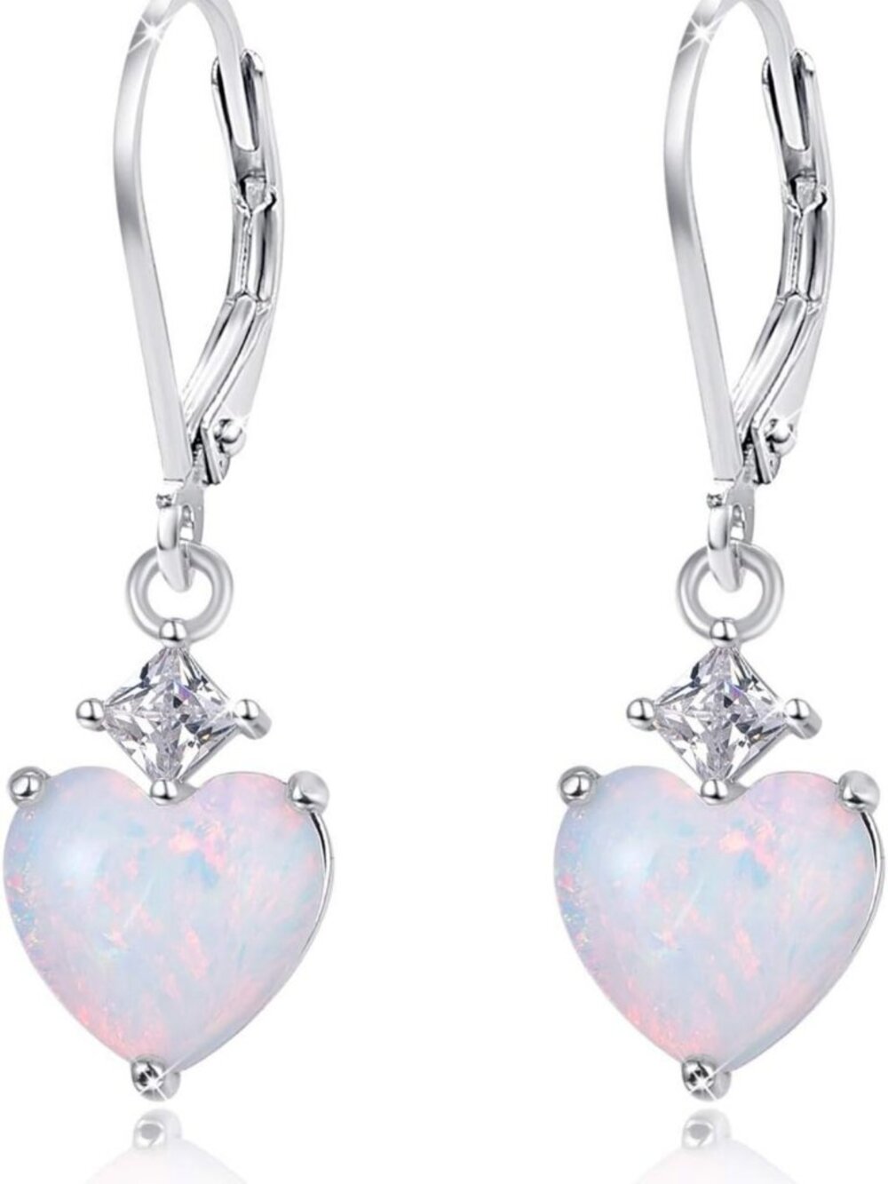 Sterling Silver Teardrop Leverback Earrings with Opal & Moonstone